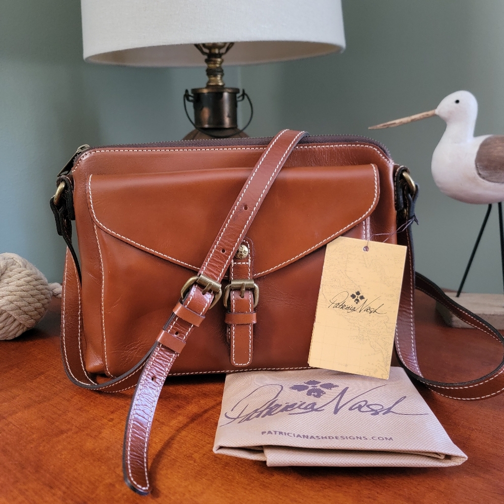 Patricia Nash Avellino Tan Leather Saddle Crossbody Bag NWT